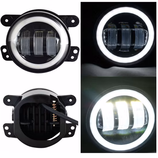 Conjunto de luzes de nevoeiro LED de 4 polegadas com anel de halo DRL sinal de mudança de luz de nevoeiro compatível com 07